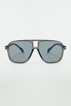 Oval Aviator Sunglasses with Smoke Gray Lens in Gray