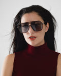 Oval Aviator Sunglasses with Smoke Gray Lens in Gray