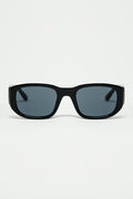 Oval Sunglasses with High Gloss Transparent Frames in Black