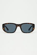 Oval Sunglasses with High Gloss Transparent Frames in Brown