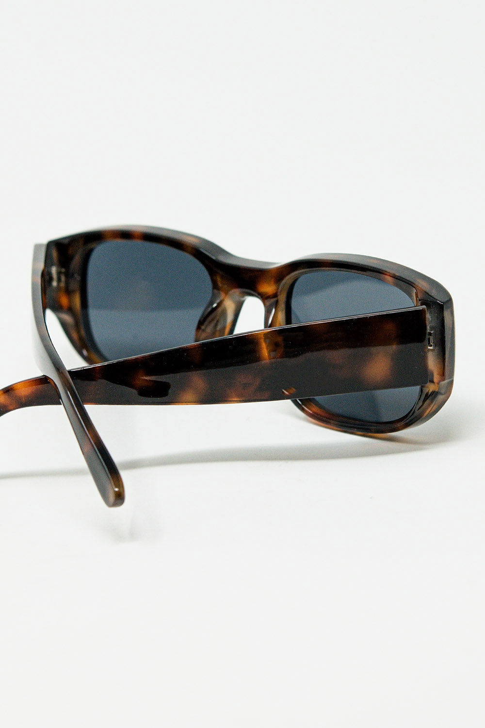 Oval Sunglasses with High Gloss Transparent Frames in Brown