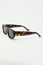 Oval Sunglasses with High Gloss Transparent Frames in Brown