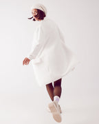 Oversized Collar Maxi Cardigan in Cream