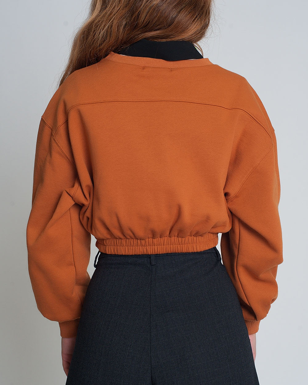 Oversized Cropped Sweatshirt in Camel