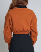 Oversized Cropped Sweatshirt in Camel