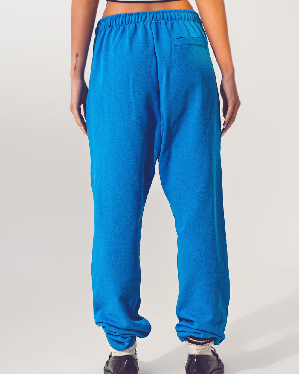 Oversized Jogger with Tie Waist in Blue