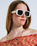 Oversized Rectangular Sunglasses with Wide Frame in White