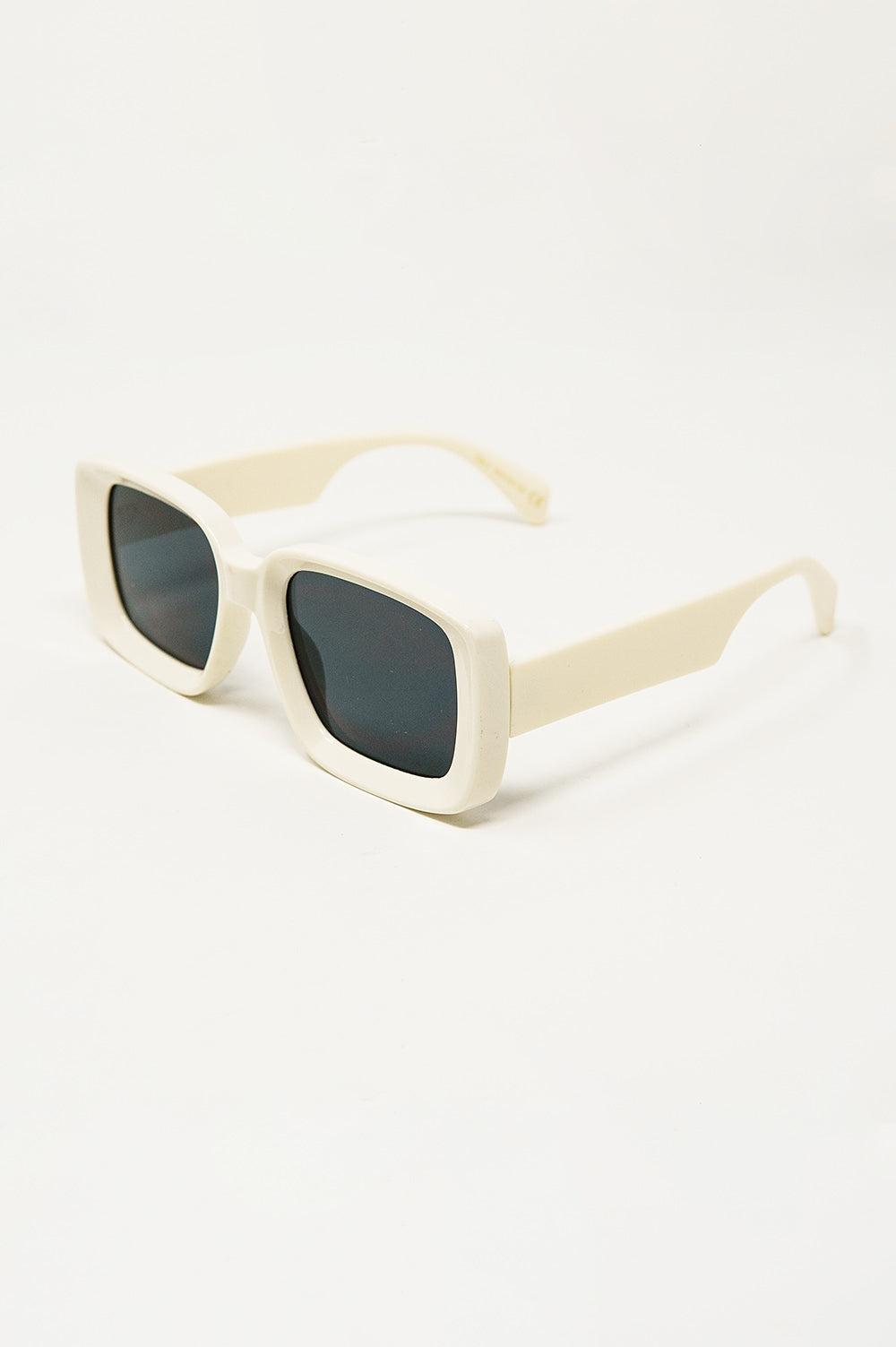 Oversized Rectangular Sunglasses with Wide Frame in White