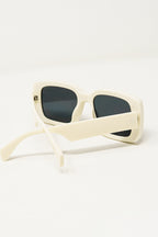 Oversized Rectangular Sunglasses with Wide Frame in White