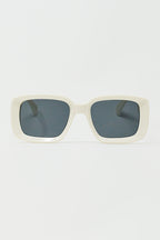 Oversized Rectangular Sunglasses with Wide Frame in White