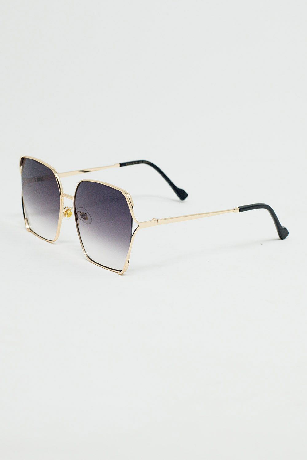 Oversized Square Metal Sunglasses in Black Gradient Lens