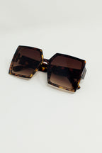 Oversized Square Sunglasses in Brown