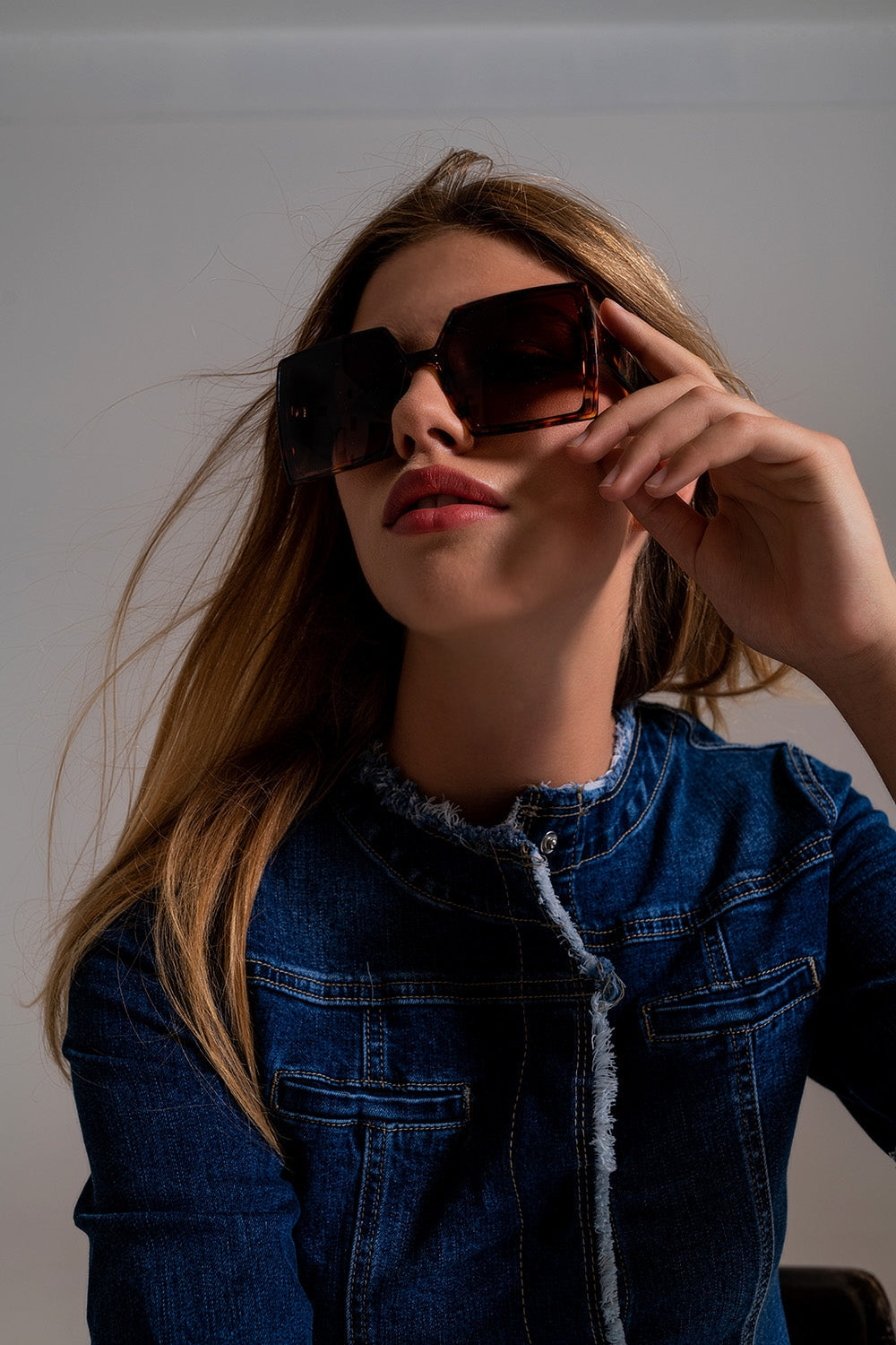 Oversized Square Sunglasses in Brown