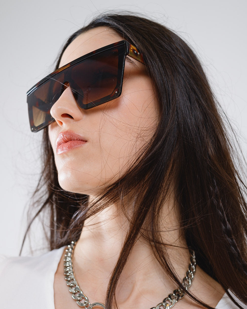 Oversized Squared 70´s Sunglasses in Brown