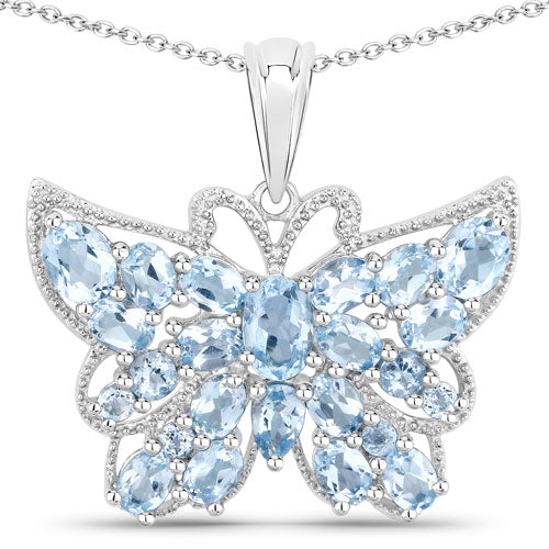 4.84 Ct Genuine Swiss Blue Topaz .925 Sterling Silver Pendant