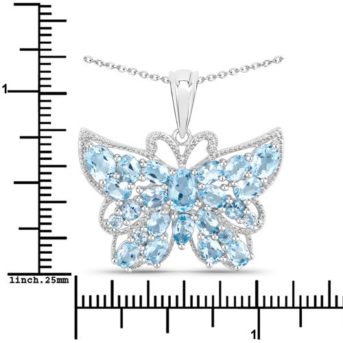 4.84 Ct Genuine Swiss Blue Topaz .925 Sterling Silver Pendant