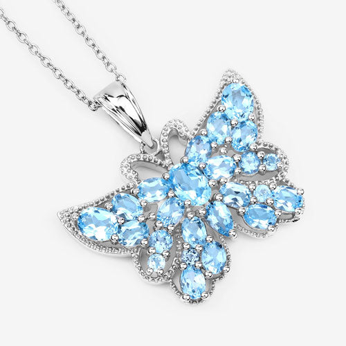 4.84 Ct Genuine Swiss Blue Topaz .925 Sterling Silver Pendant