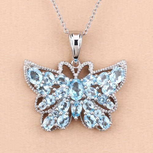 4.84 Ct Genuine Swiss Blue Topaz .925 Sterling Silver Pendant