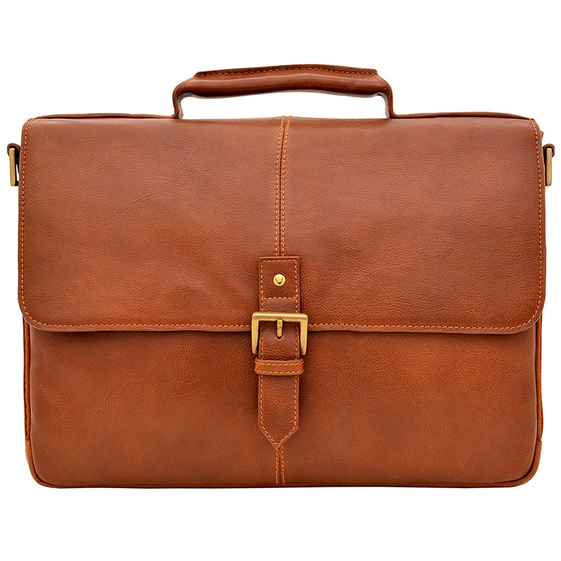 Hidesign Charles Leather 15" Laptop Compatible Briefcase Work Bag | Tan