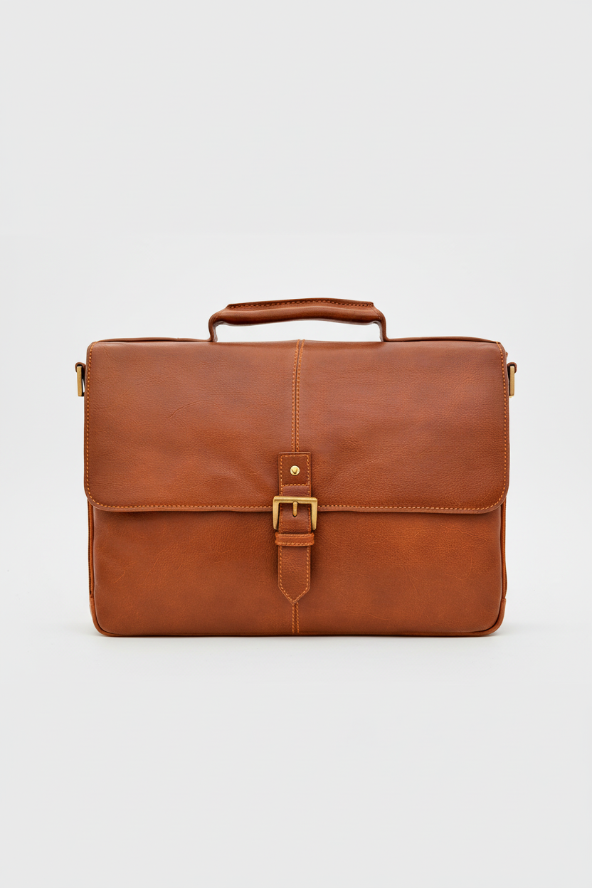 Hidesign Charles Leather 15" Laptop Compatible Briefcase Work Bag | Tan