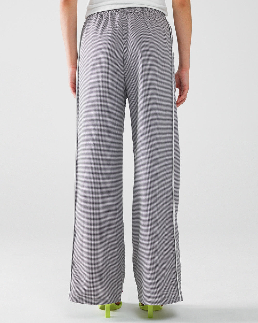 Palazzo Black and White Gingham Pants with Drawstring