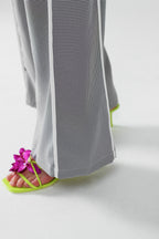 Palazzo Black and White Gingham Pants with Drawstring