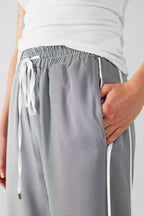 Palazzo Black and White Gingham Pants with Drawstring