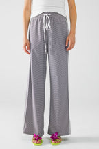 Palazzo Black and White Gingham Pants with Drawstring