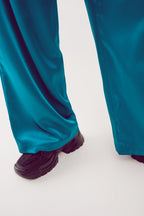 Palazzo Pleated Pants in Turquoise