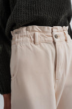 Paperbag Waist Straight Leg Jeans in Cream