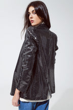 Party Relaxed Sequined Blazer in Silver