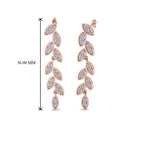 Pave Diamond Leaf Drop Earring