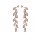Pave Diamond Leaf Drop Earring