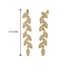 Pave Diamond Leaf Drop Earring