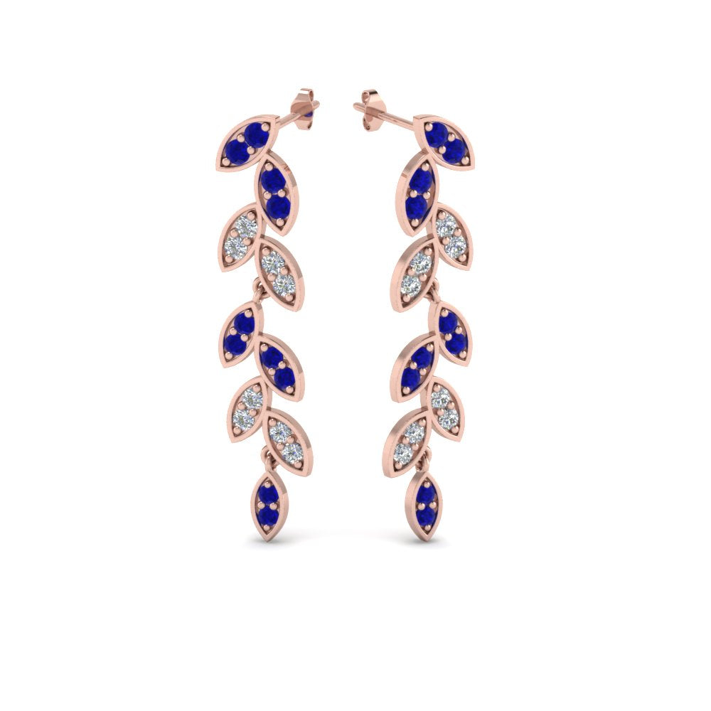 Pave Diamond Leaf Drop Earring