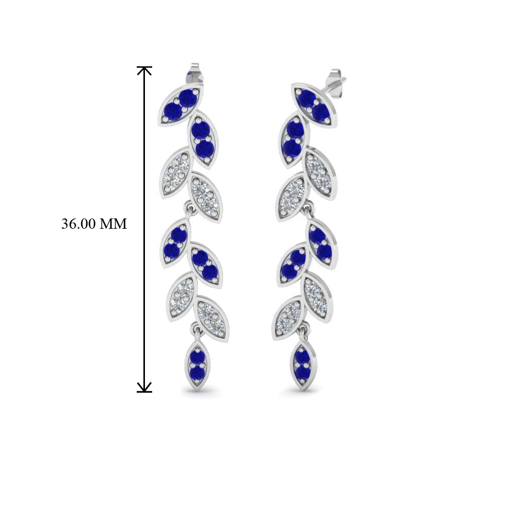 Pave Diamond Leaf Drop Earring