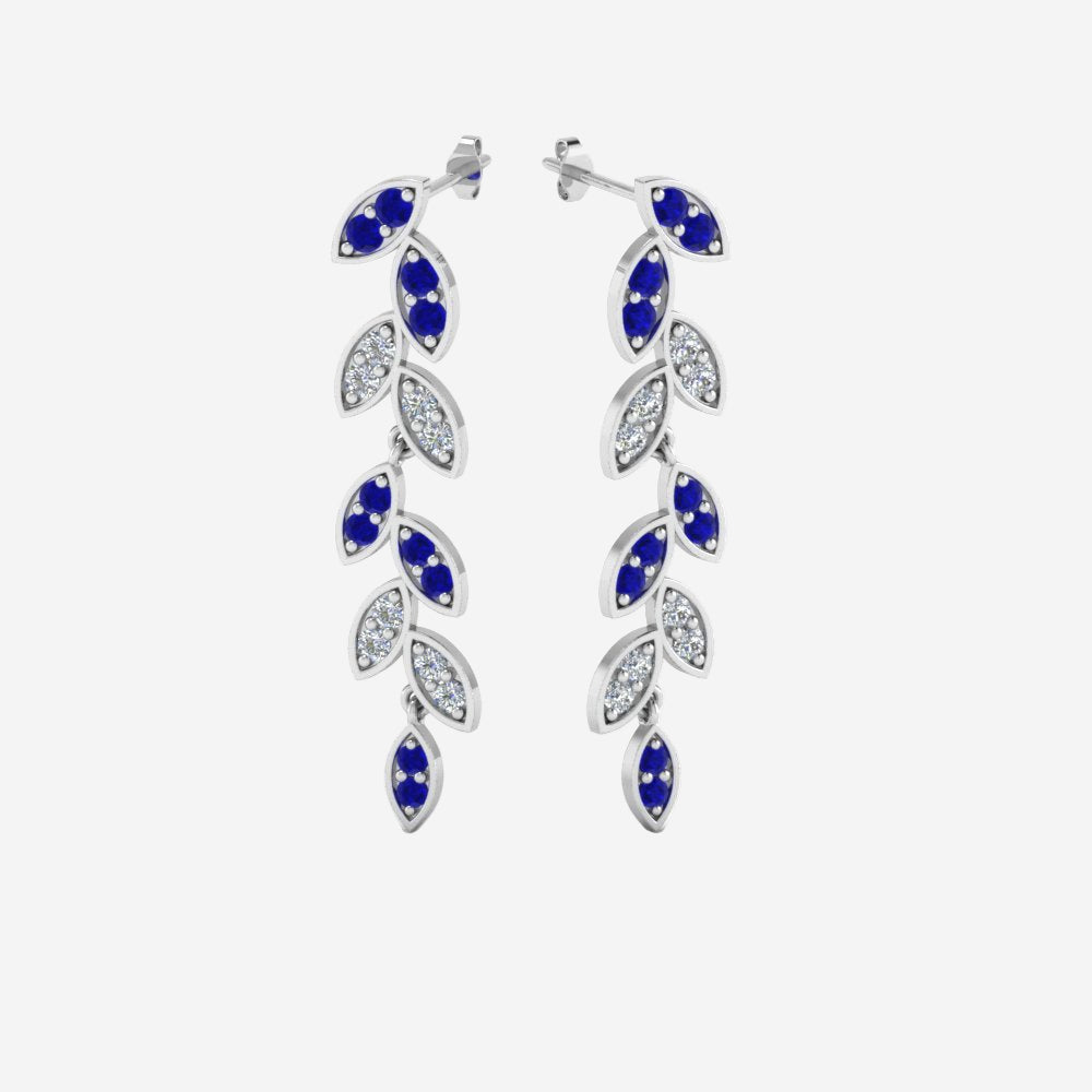 Pave Diamond Leaf Drop Earring