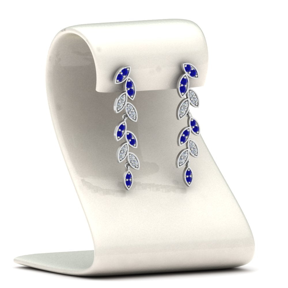 Pave Diamond Leaf Drop Earring