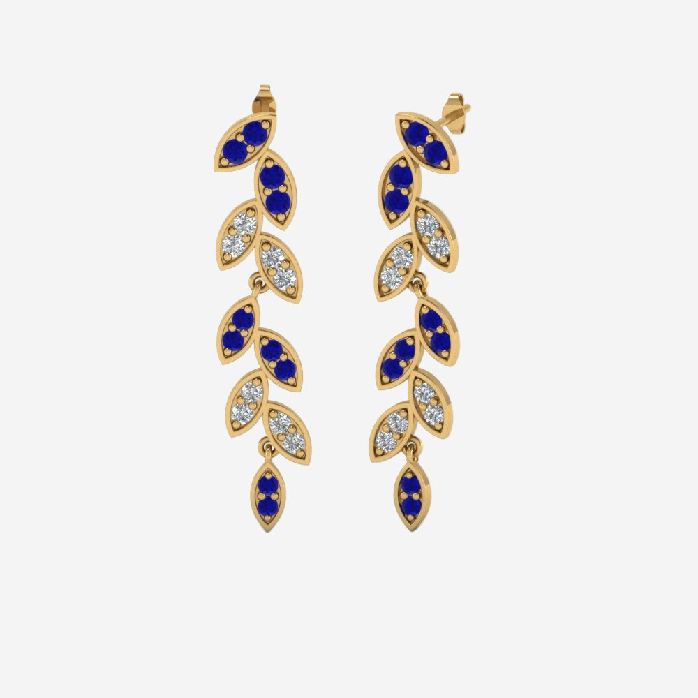 Pave Diamond Leaf Drop Earring
