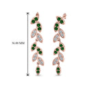 Pave Diamond Leaf Drop Earring