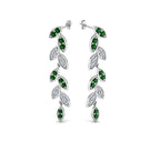 Pave Diamond Leaf Drop Earring