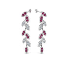 Pave Diamond Leaf Drop Earring