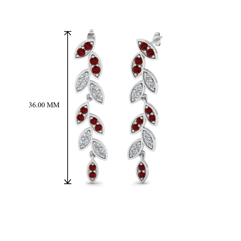 Pave Diamond Leaf Drop Earring