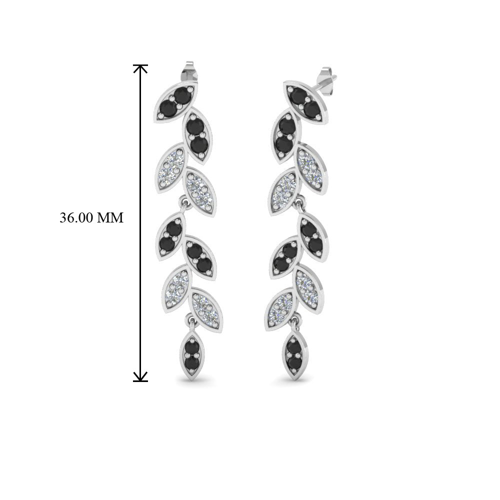 Pave Diamond Leaf Drop Earring