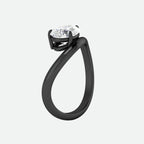Curve Wave Pear Shaped Solitaire Diamond Ring