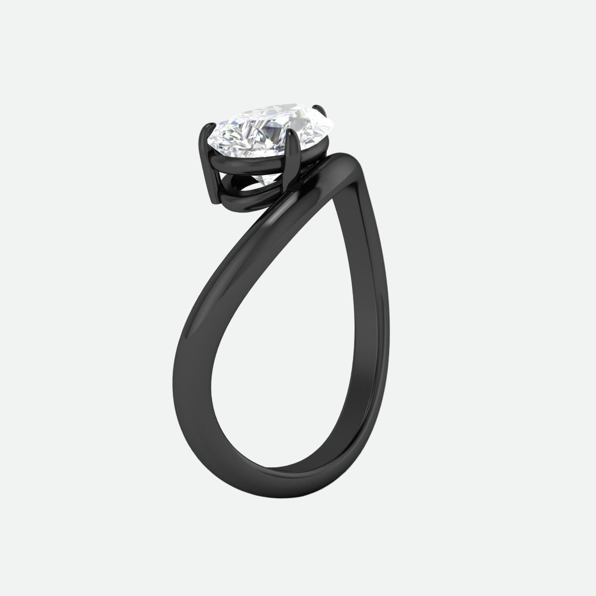Curve Wave Pear Shaped Solitaire Diamond Ring
