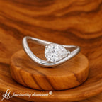 Curve Wave Pear Shaped Solitaire Diamond Ring