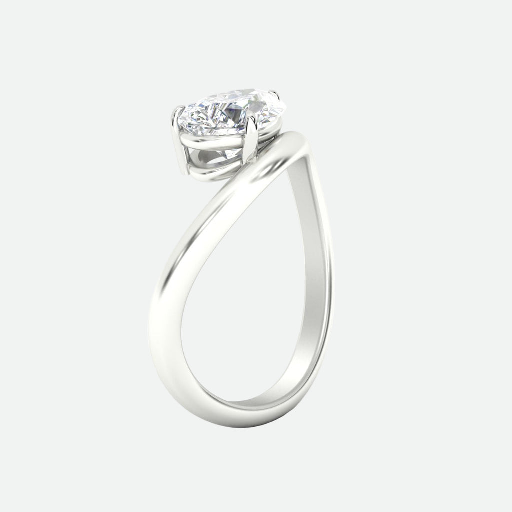 Curve Wave Pear Shaped Solitaire Diamond Ring