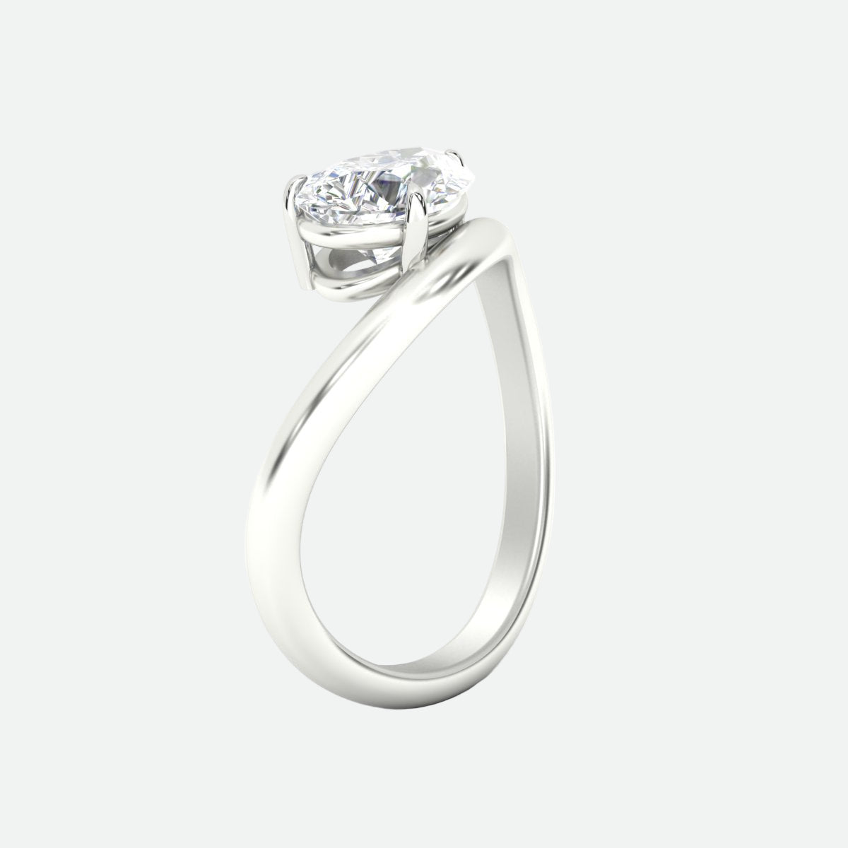 Curve Wave Pear Shaped Solitaire Diamond Ring