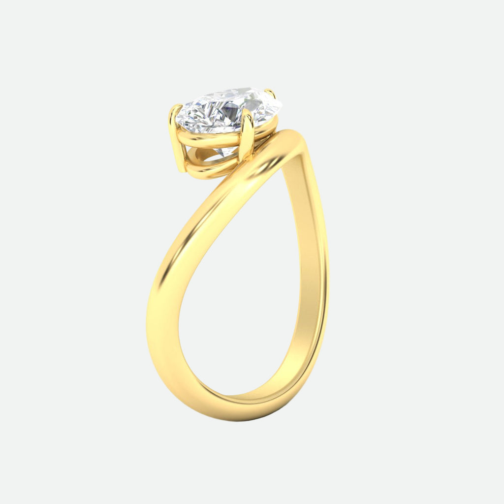 Curve Wave Pear Shaped Solitaire Diamond Ring